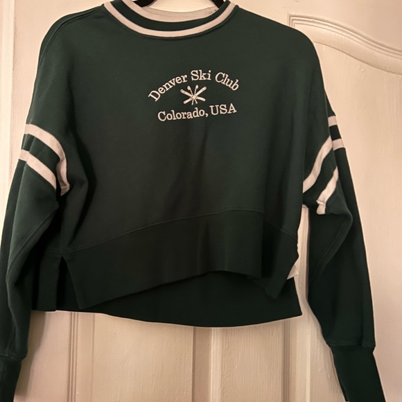 Abercrombie & Fitch Green Ski Crew Neck Cropped Sweatshirt xs - Picture 4 of 7